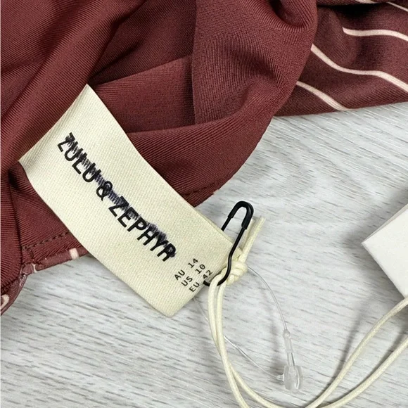 Free People x Zulu & Zephyr Stripe Halter One Piece Swimsuit Stripe Plum Size 10 - Picture 11 of 13